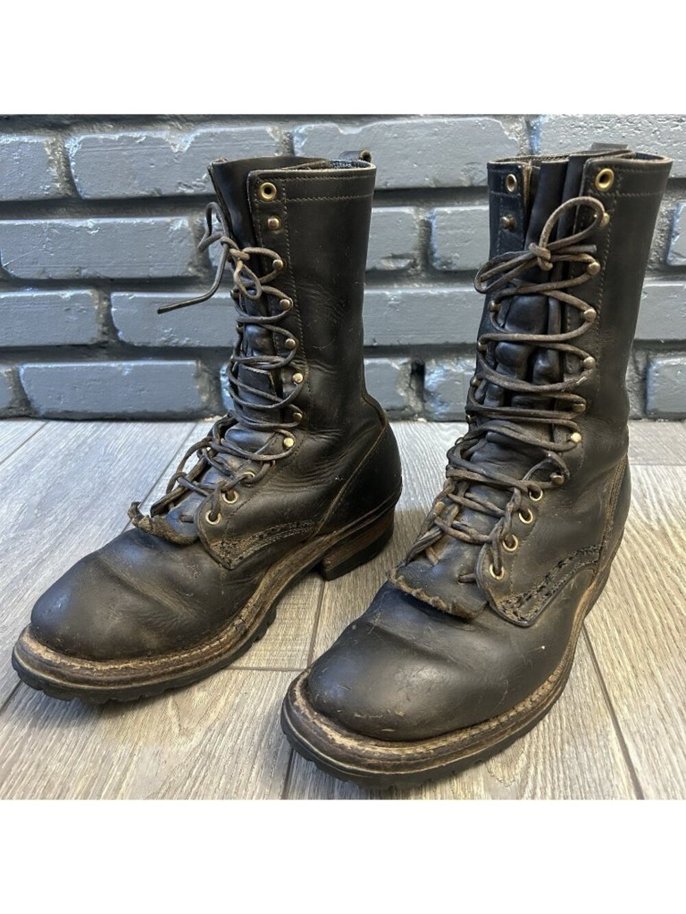 Whites Vintage Logger Packer Plain Toe Lace Up Work Boots Mens 9.5 E